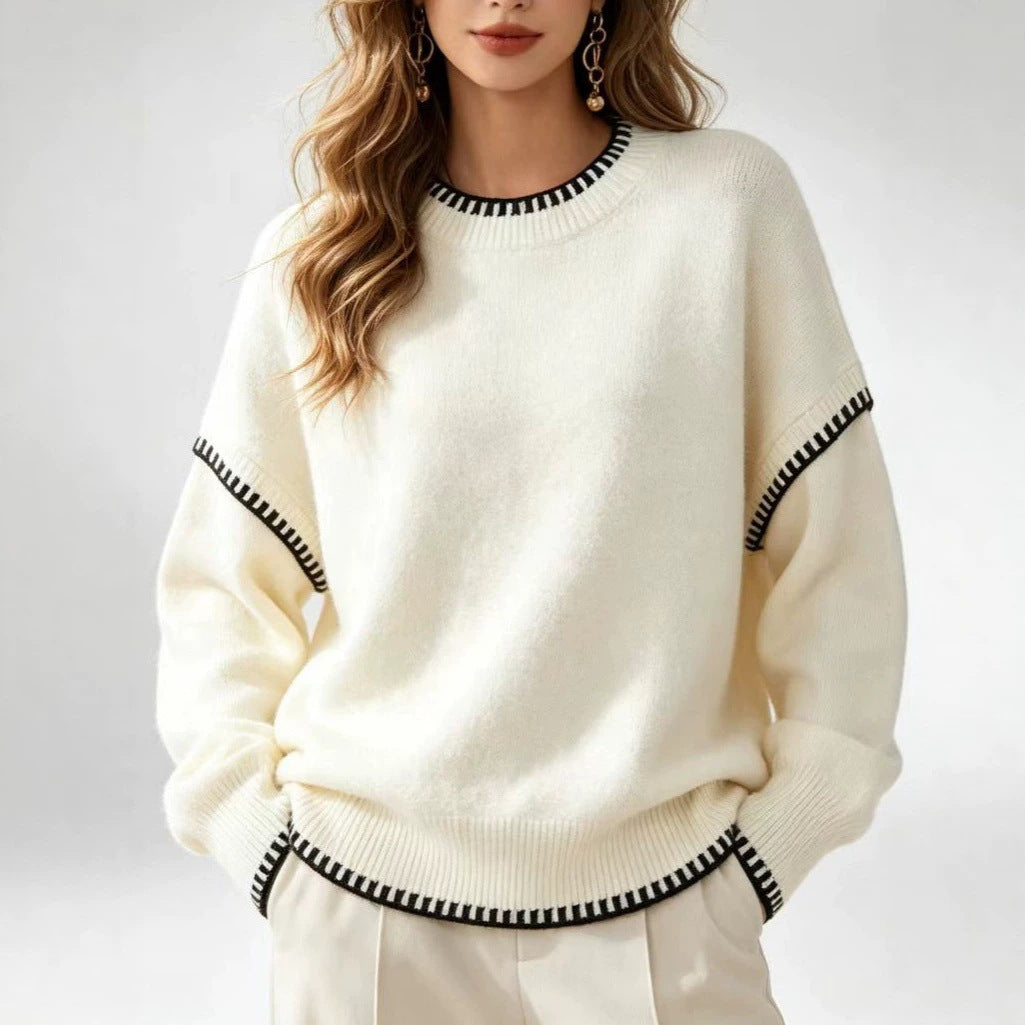 Women's Knit Autumn Sweater | Loose Crewneck Pullover