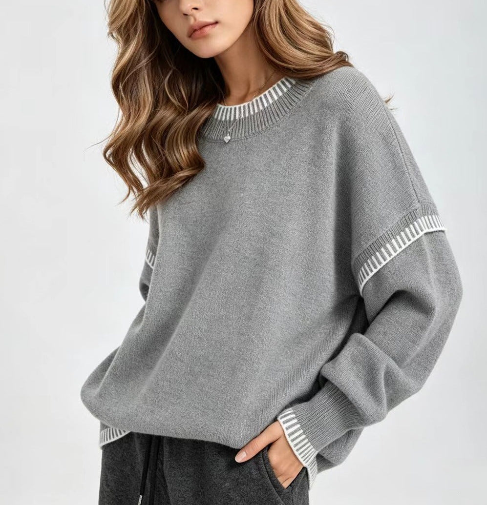 Women's Knit Autumn Sweater | Loose Crewneck Pullover