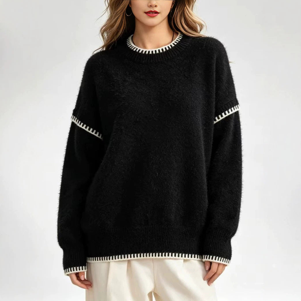 Women's Knit Autumn Sweater | Loose Crewneck Pullover