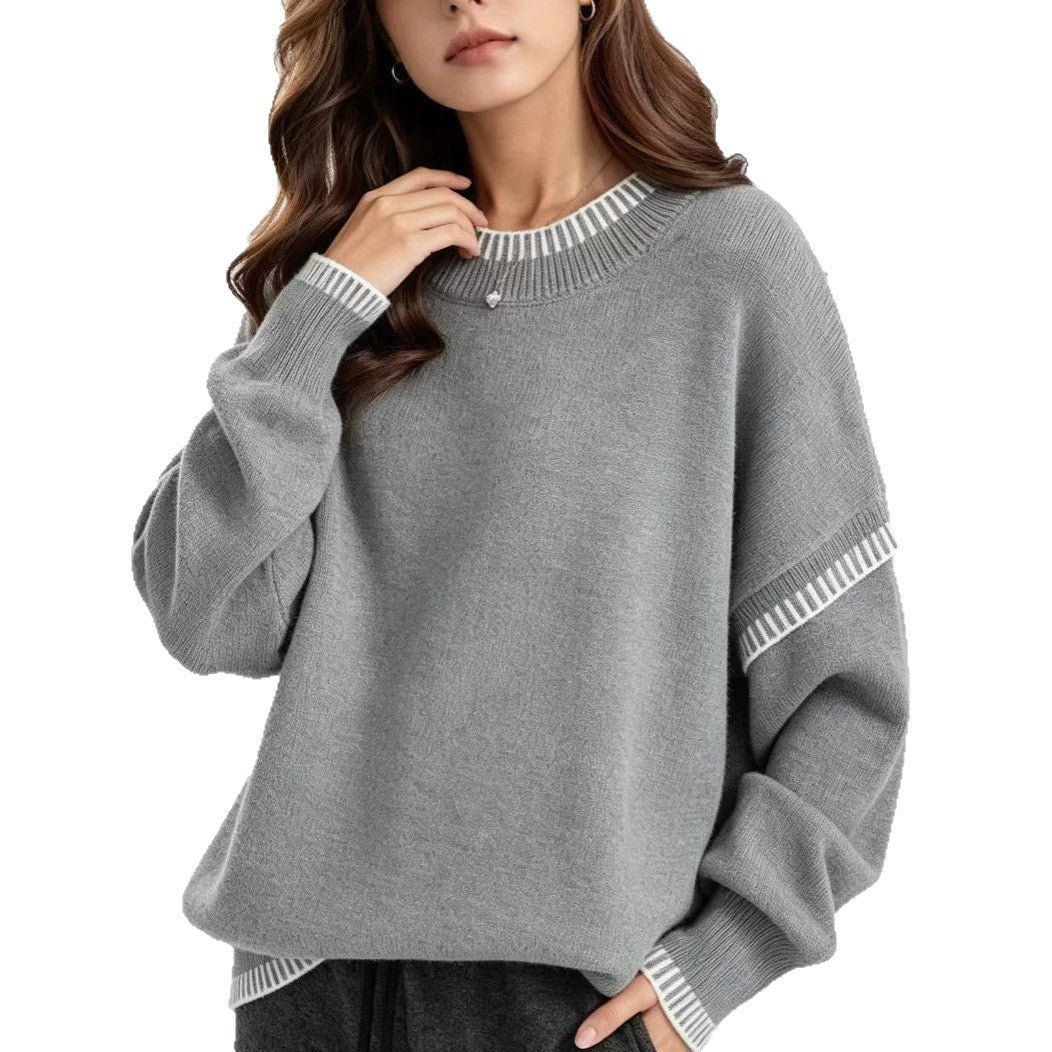 Women's Knit Autumn Sweater | Loose Crewneck Pullover