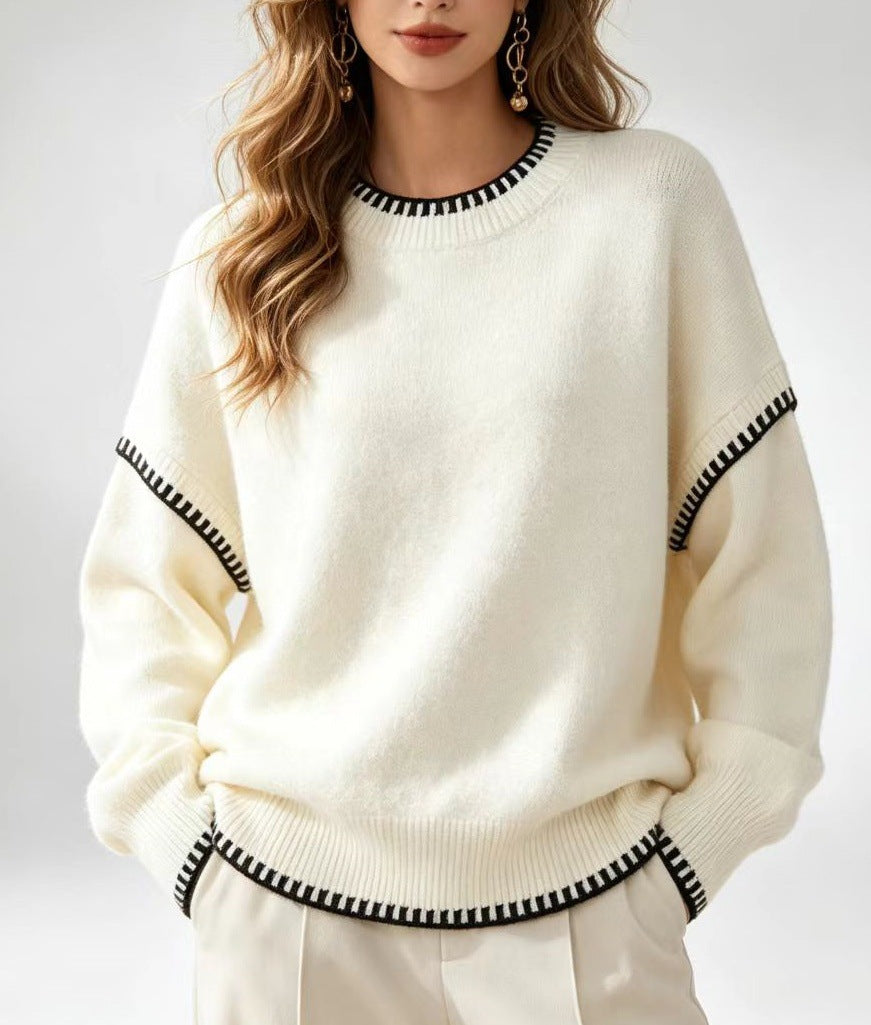 Women's Knit Autumn Sweater | Loose Crewneck Pullover