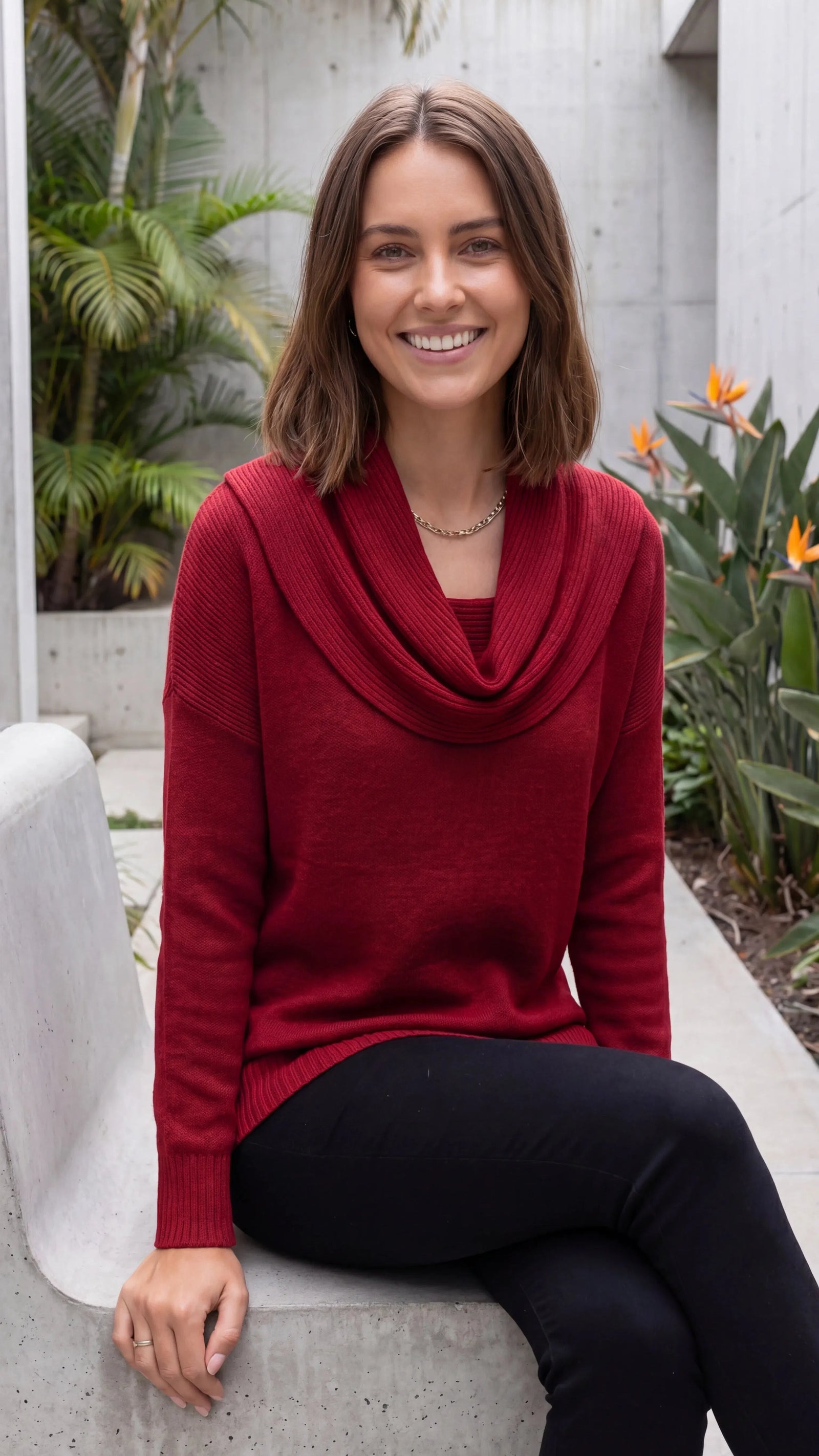Women's Knit Cowl Neck Winter Jumper | Cozy Relaxed Pullover Sweater