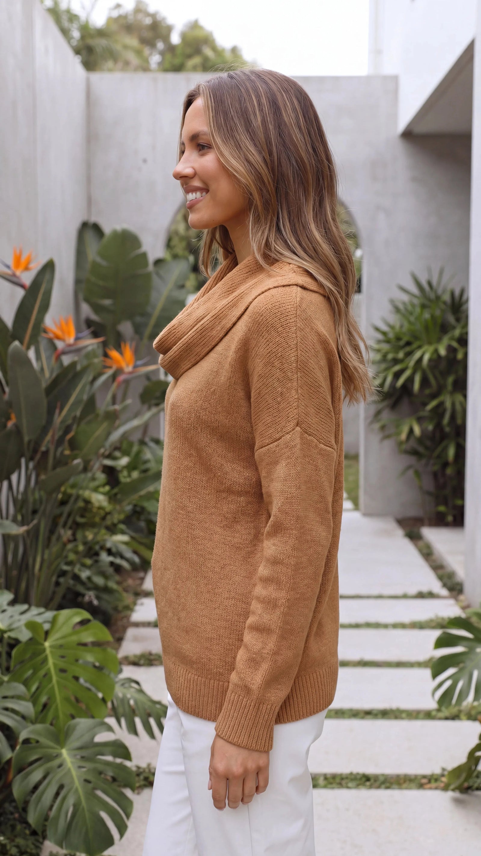 Women's Knit Cowl Neck Winter Jumper | Cozy Relaxed Pullover Sweater