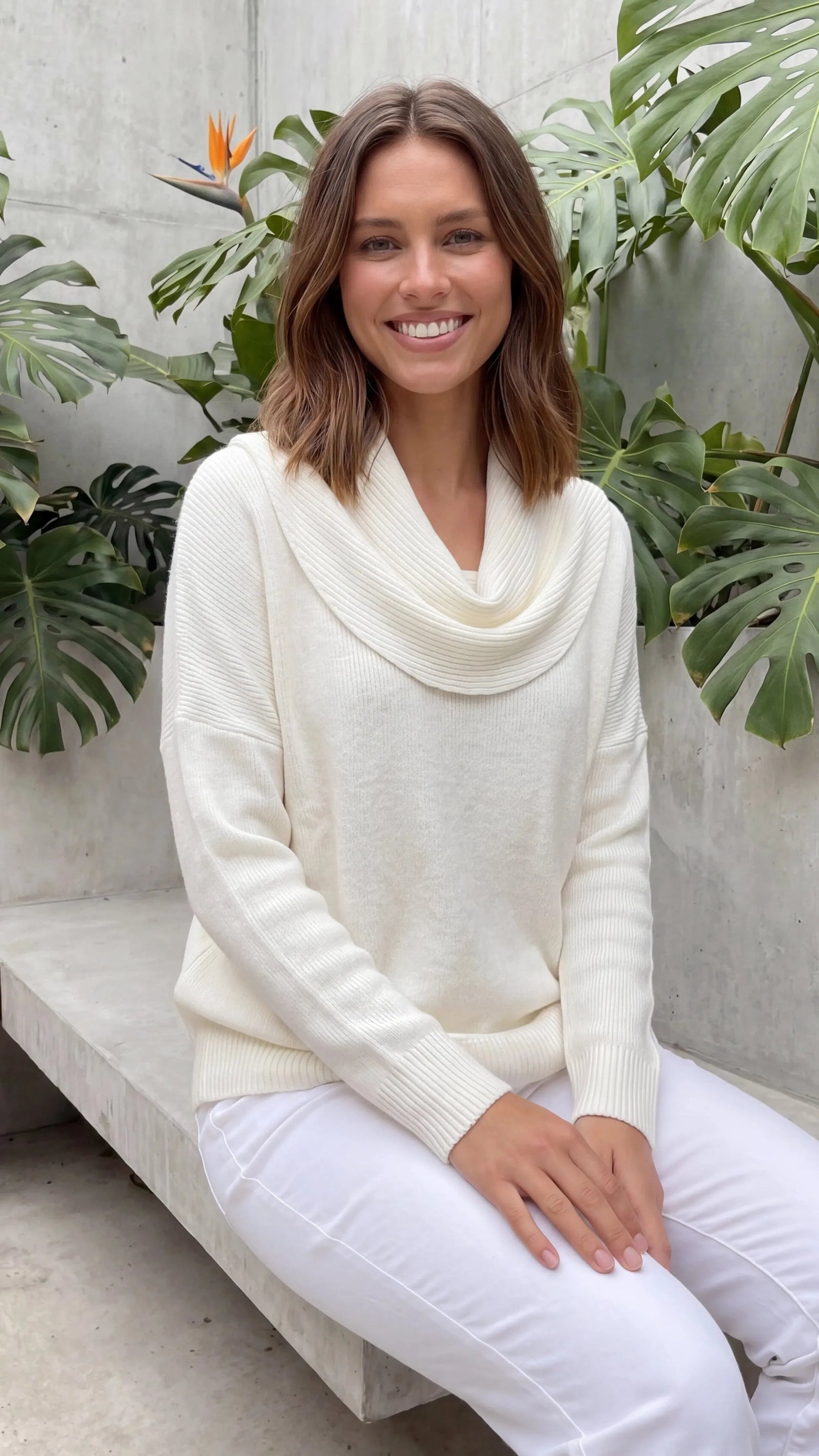 Women's Knit Cowl Neck Winter Jumper | Cozy Relaxed Pullover Sweater
