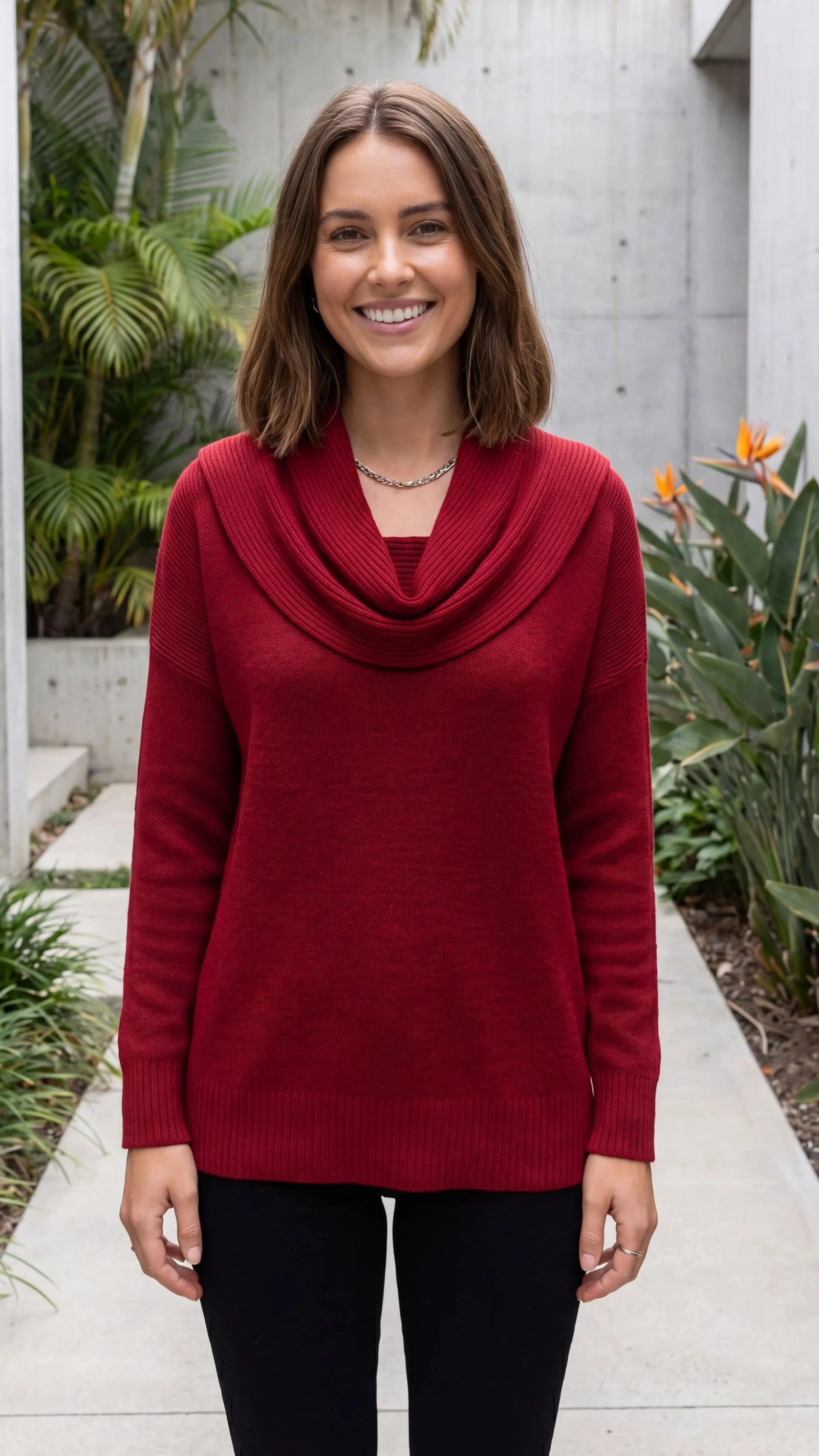 Women's Knit Cowl Neck Winter Jumper | Cozy Relaxed Pullover Sweater