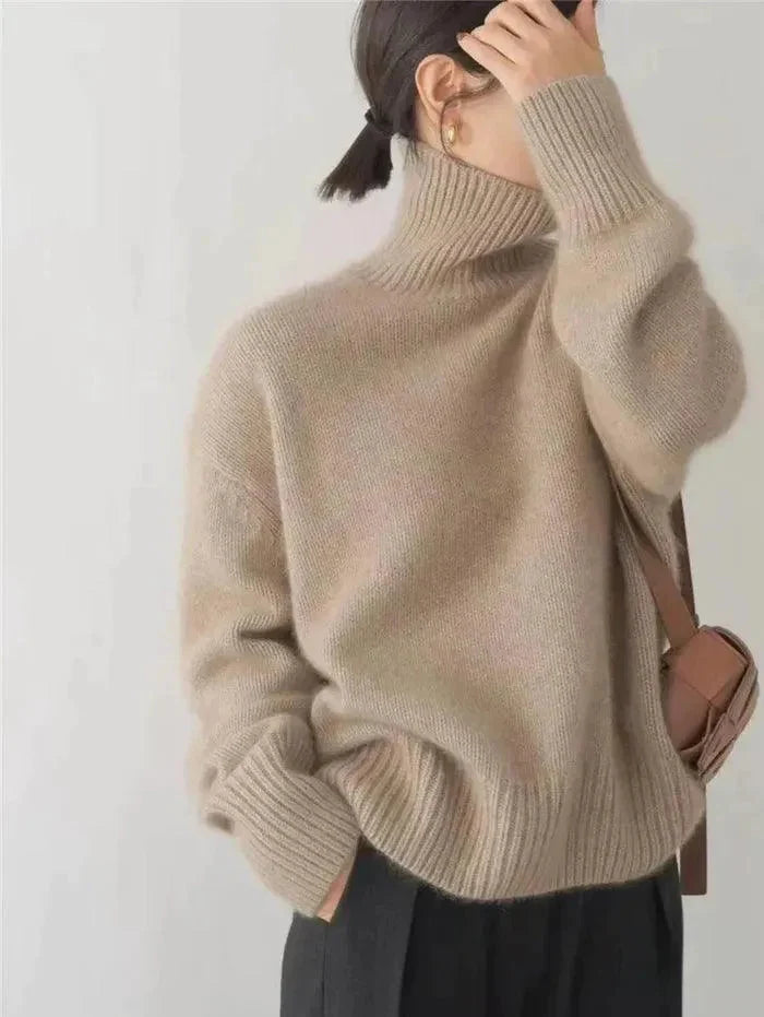 Women's Knit Winter Turtleneck Jumper | Oversized Relaxed Sweater