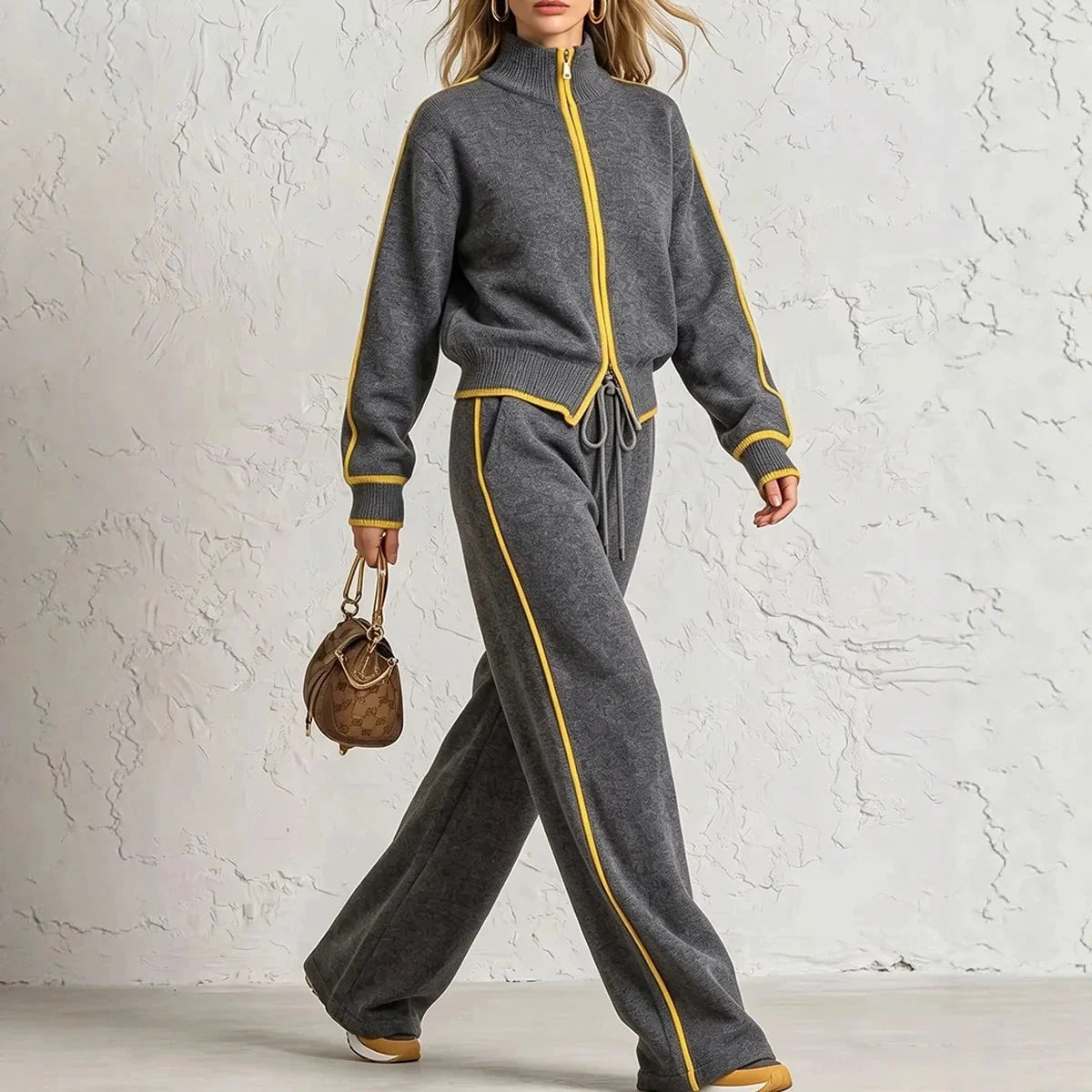 Women's Knitted Autumn Co-Ord Set | Casual Elegant Sweatsuit