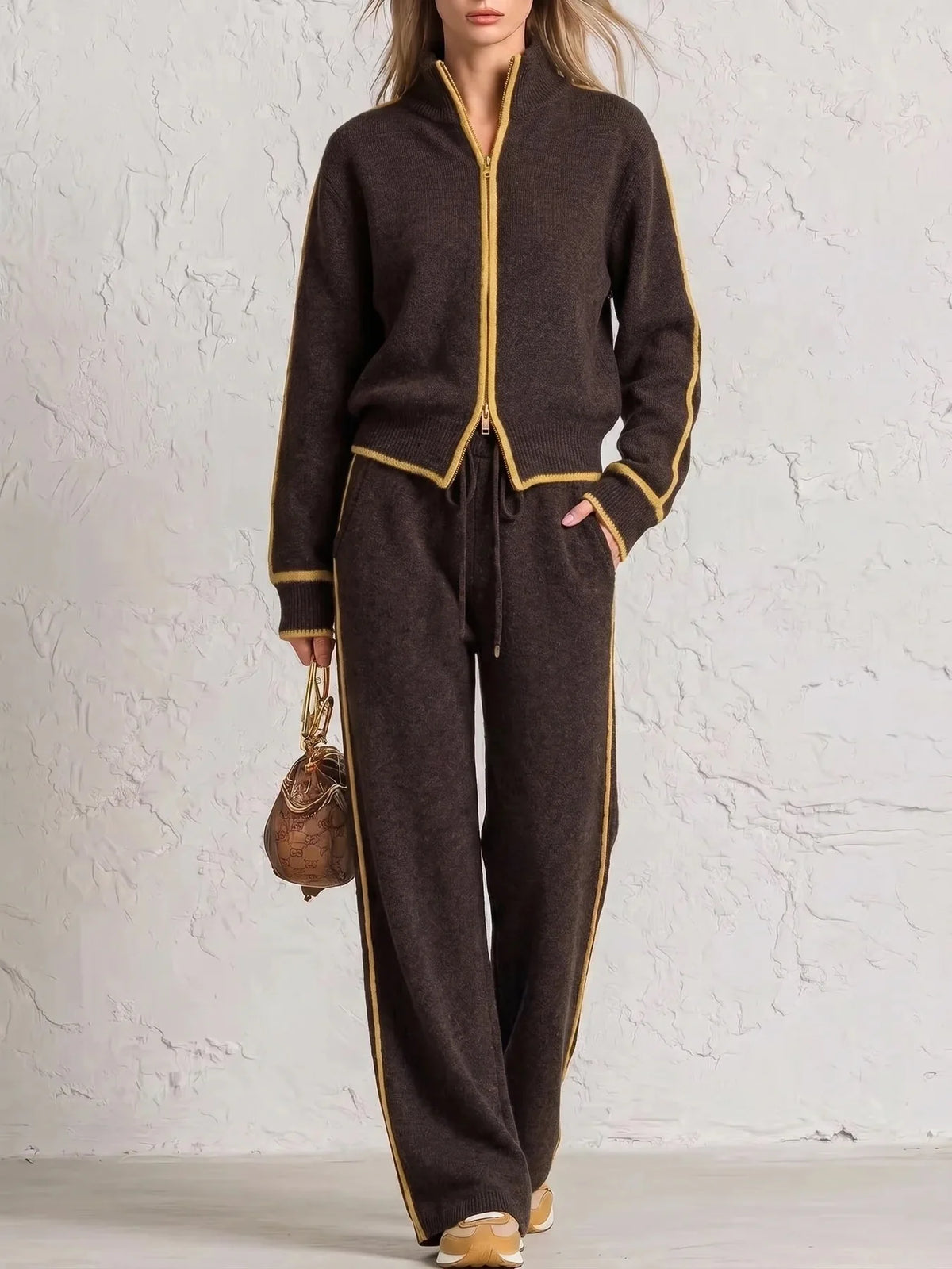 Women's Knitted Autumn Co-Ord Set | Casual Elegant Sweatsuit