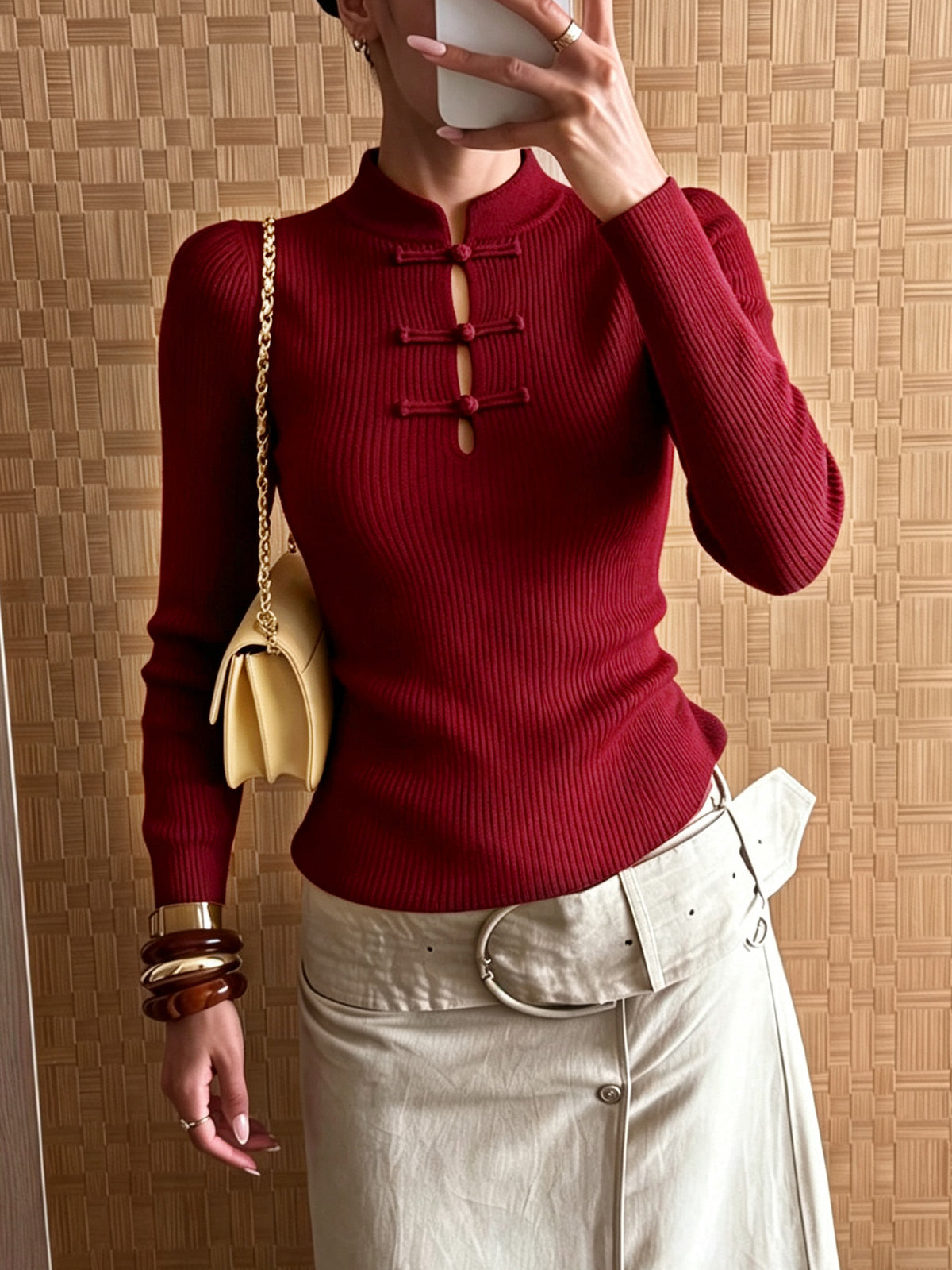 Women's Knitted Autumn Sweater | Retro Slim-Fit High-Neck Pullover