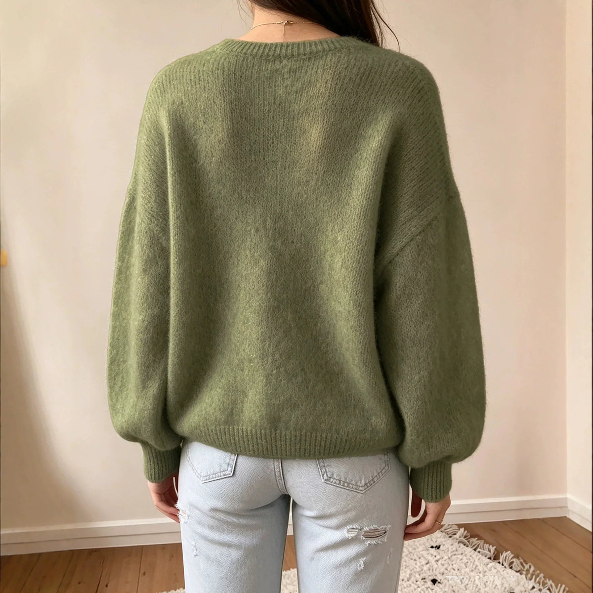 Women's Knitted Pullover Sweater | Casual Lantern Sleeve
