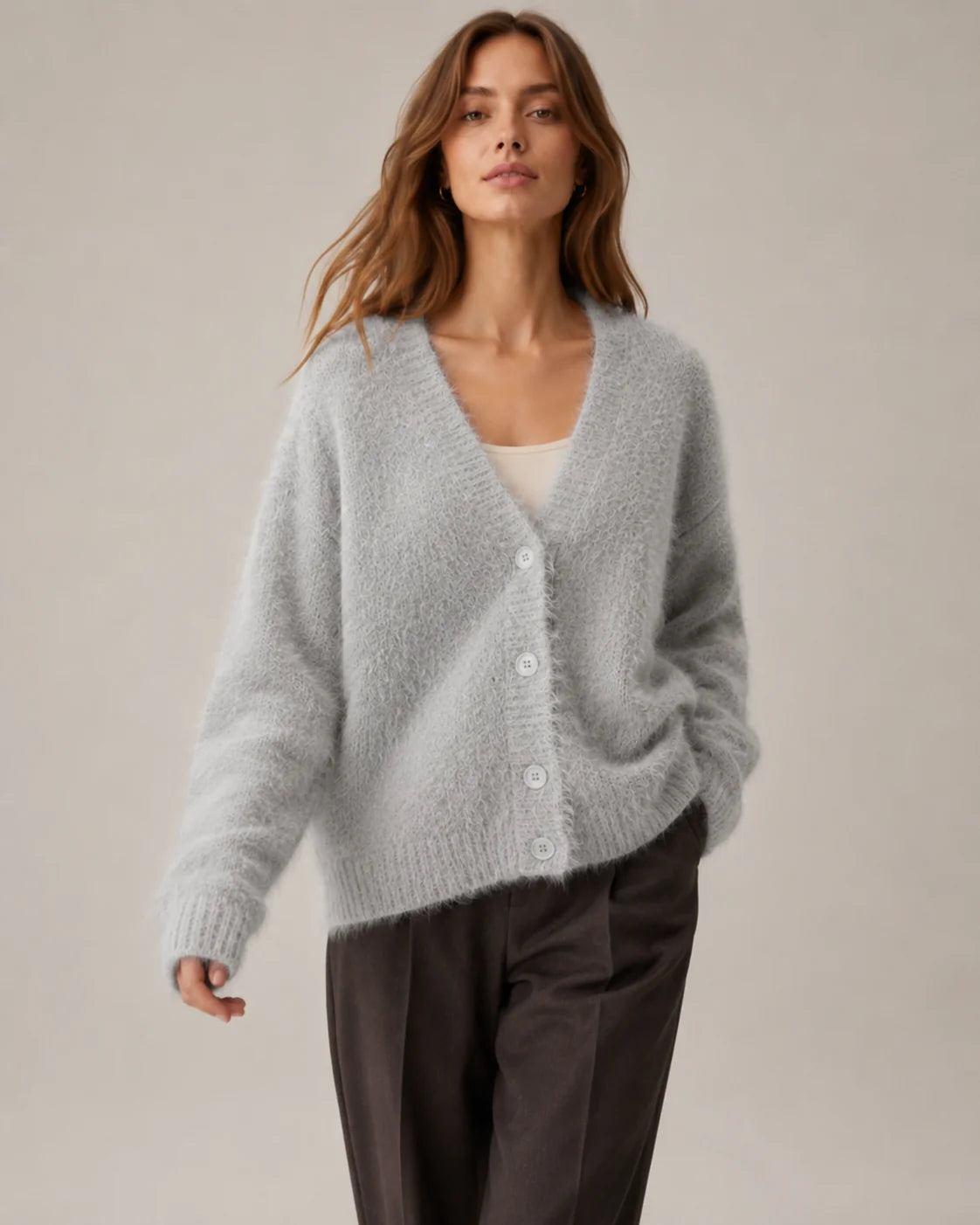 Women's Oversized Knit Cardigan with Button Front