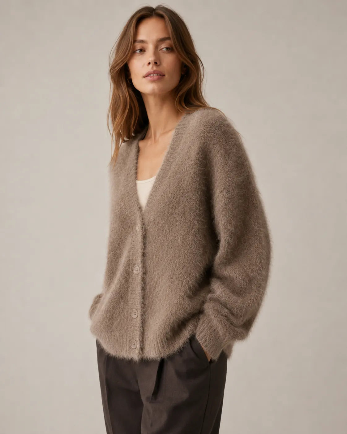 Women's Oversized Knit Cardigan with Button Front