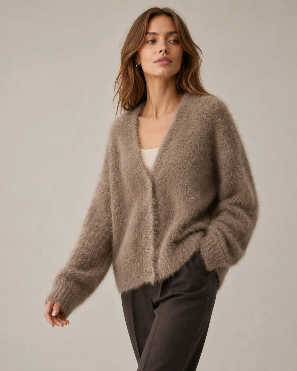 Women's Oversized Knit Cardigan with Button Front
