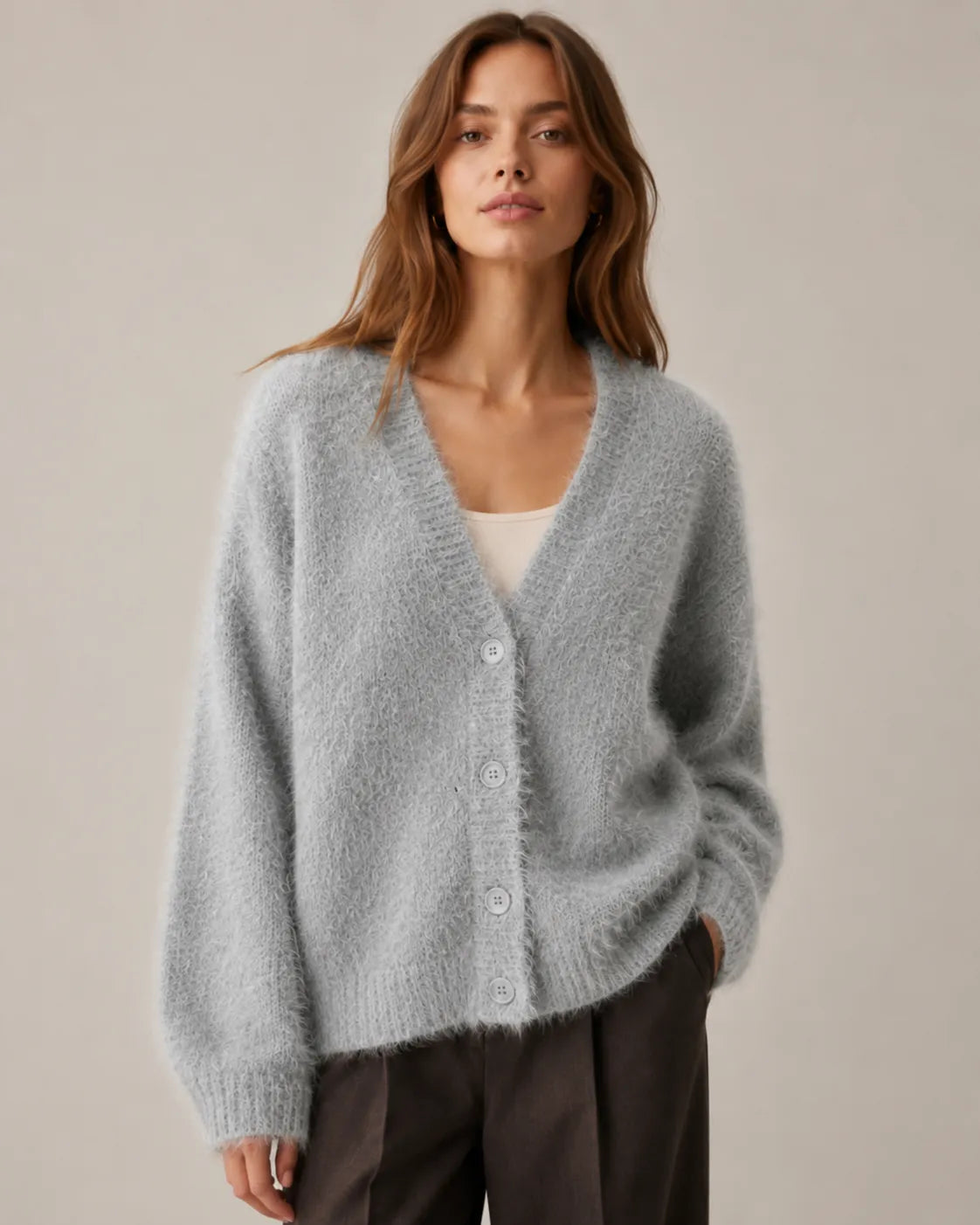 Women's Oversized Knit Cardigan with Button Front