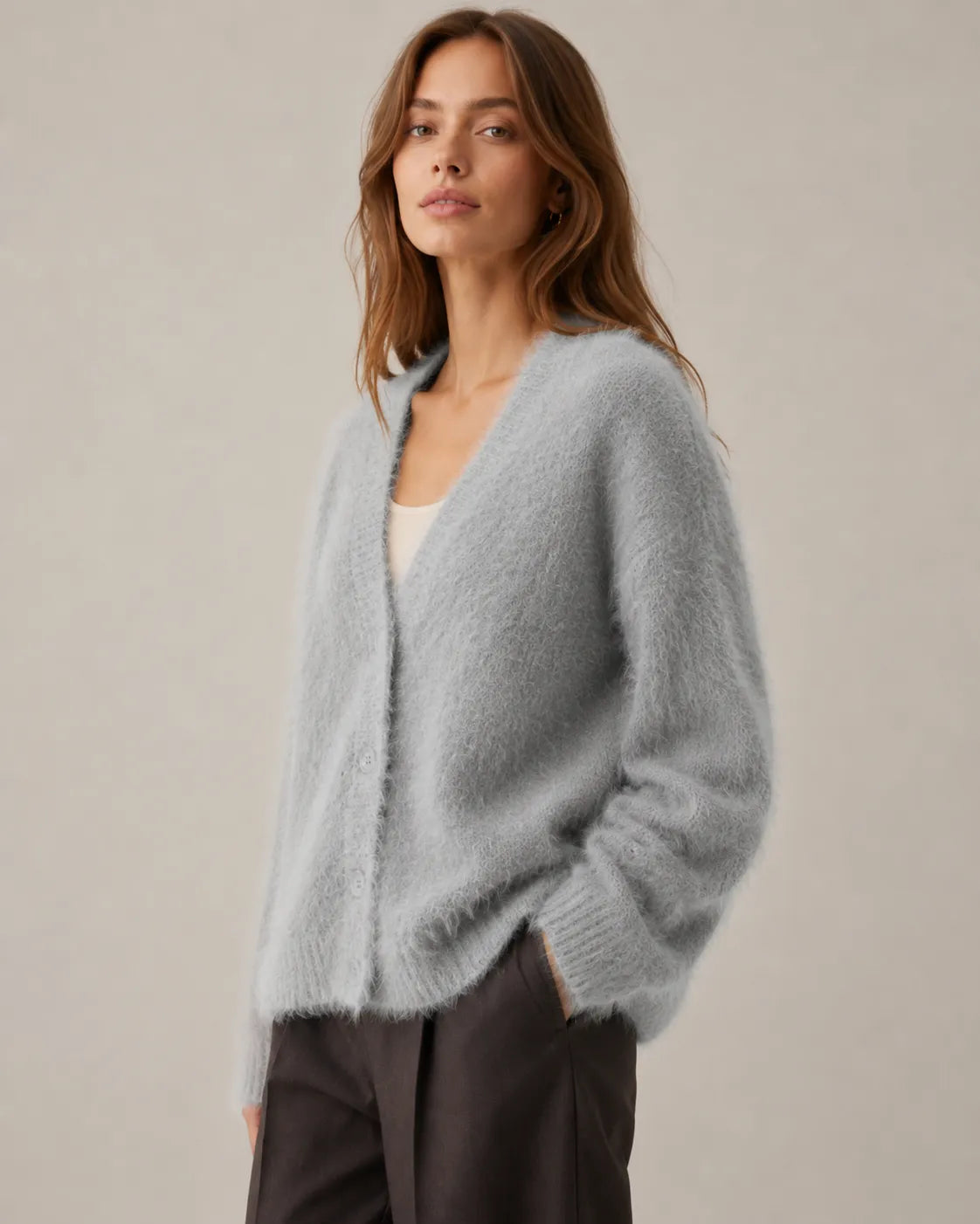 Women's Oversized Knit Cardigan with Button Front