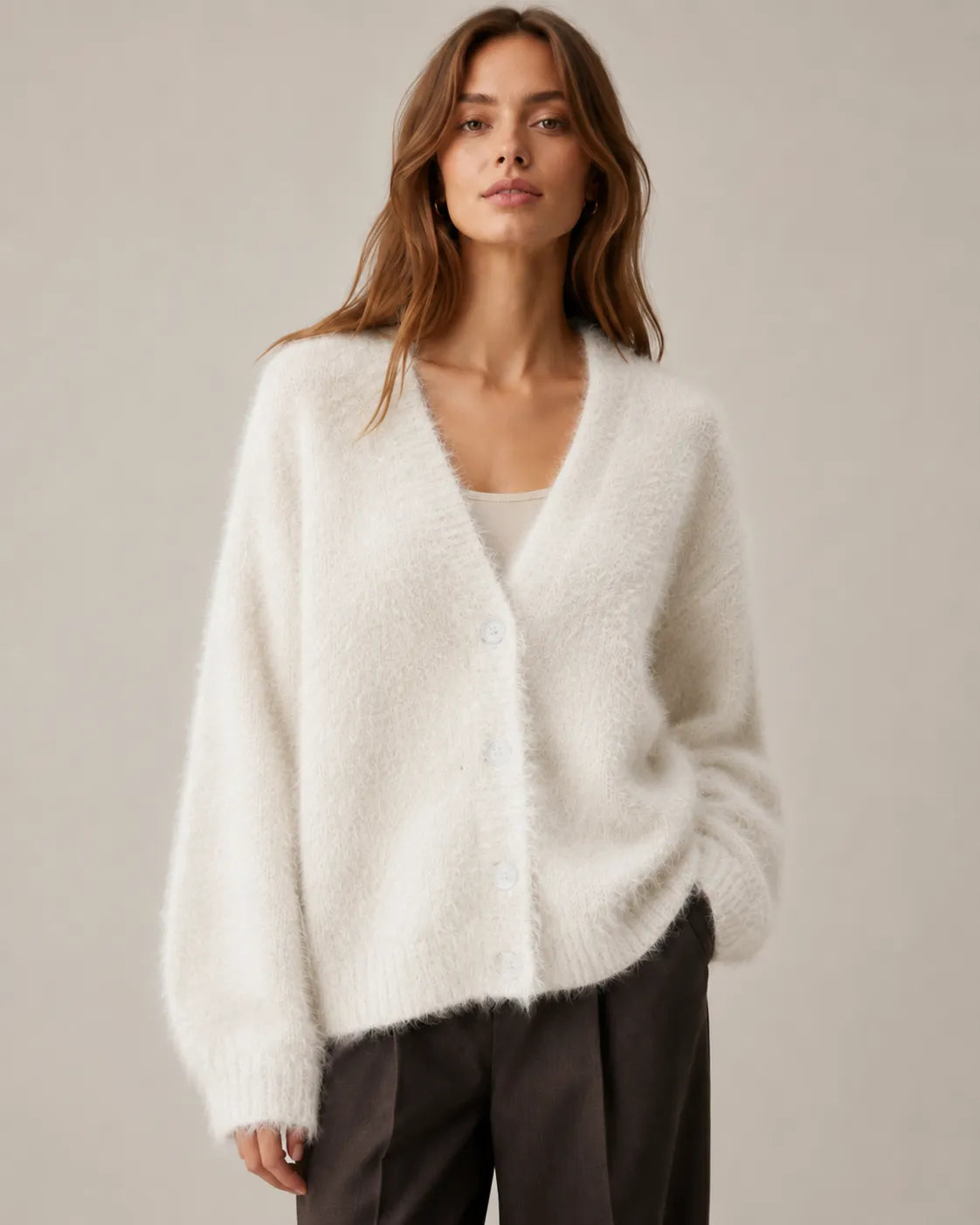 Women's Oversized Knit Cardigan with Button Front