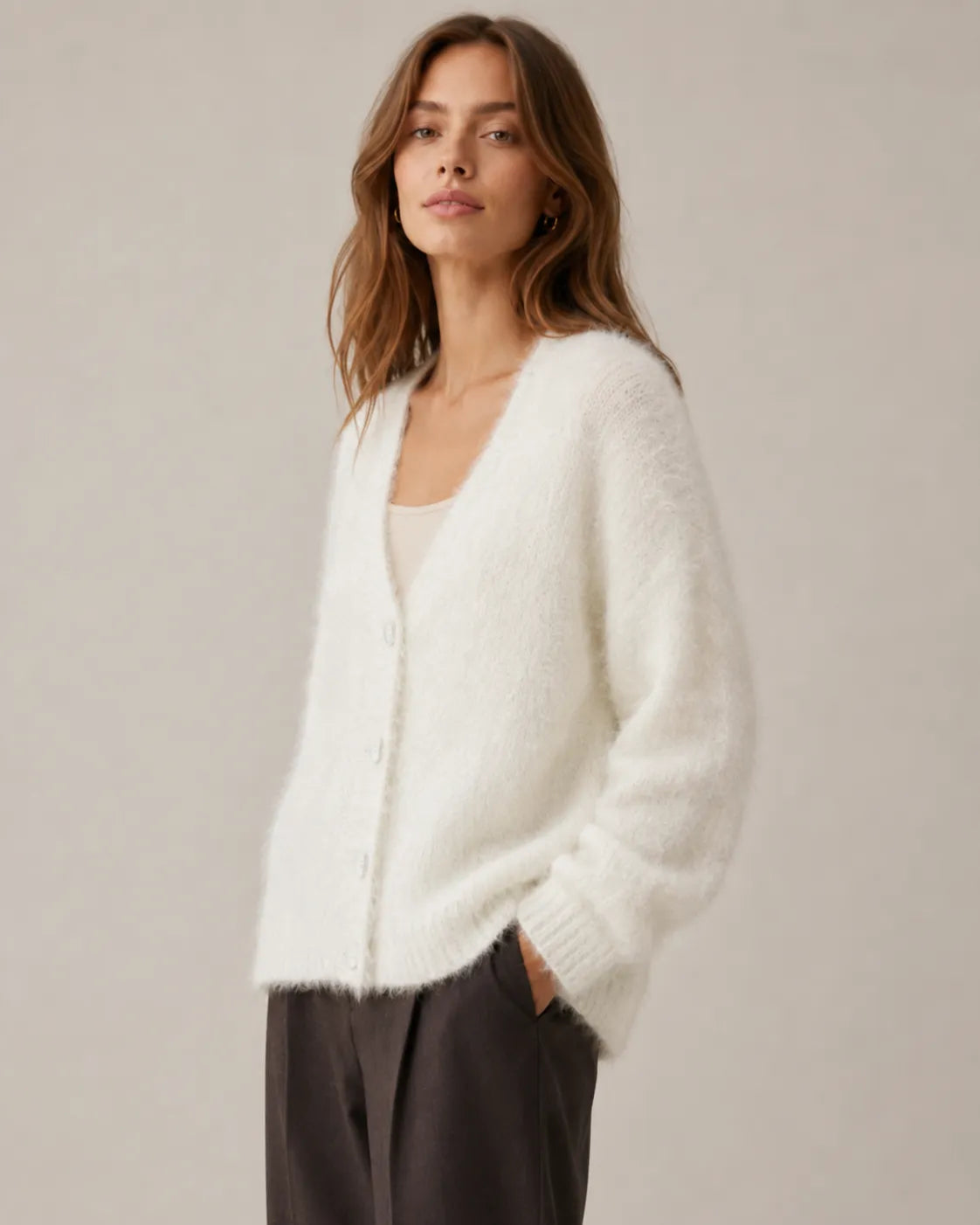 Women's Oversized Knit Cardigan with Button Front