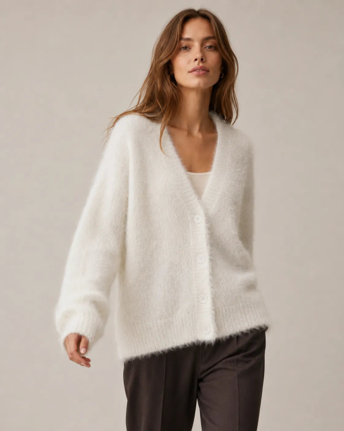 Women's Oversized Knit Cardigan with Button Front