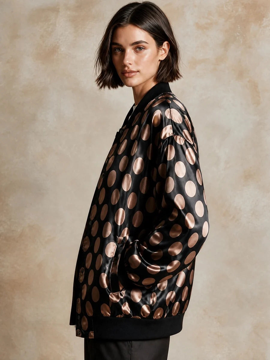 Women's Polyester Baseball Jacket | Oversized Casual Short Coat