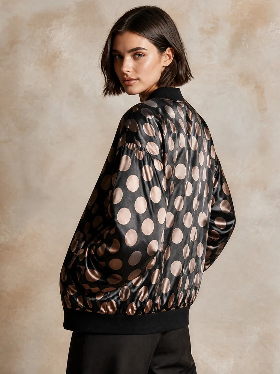 Women's Polyester Baseball Jacket | Oversized Casual Short Coat