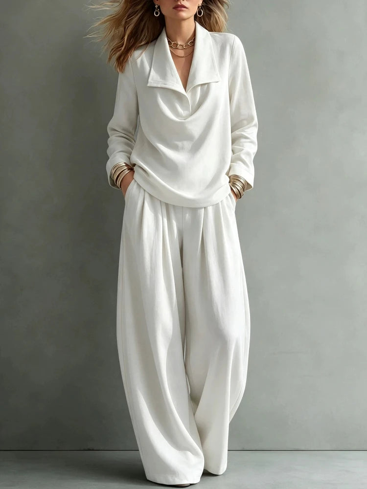 Women's Solid Autumn Pants Set | Casual Loose Two-Piece Outfit