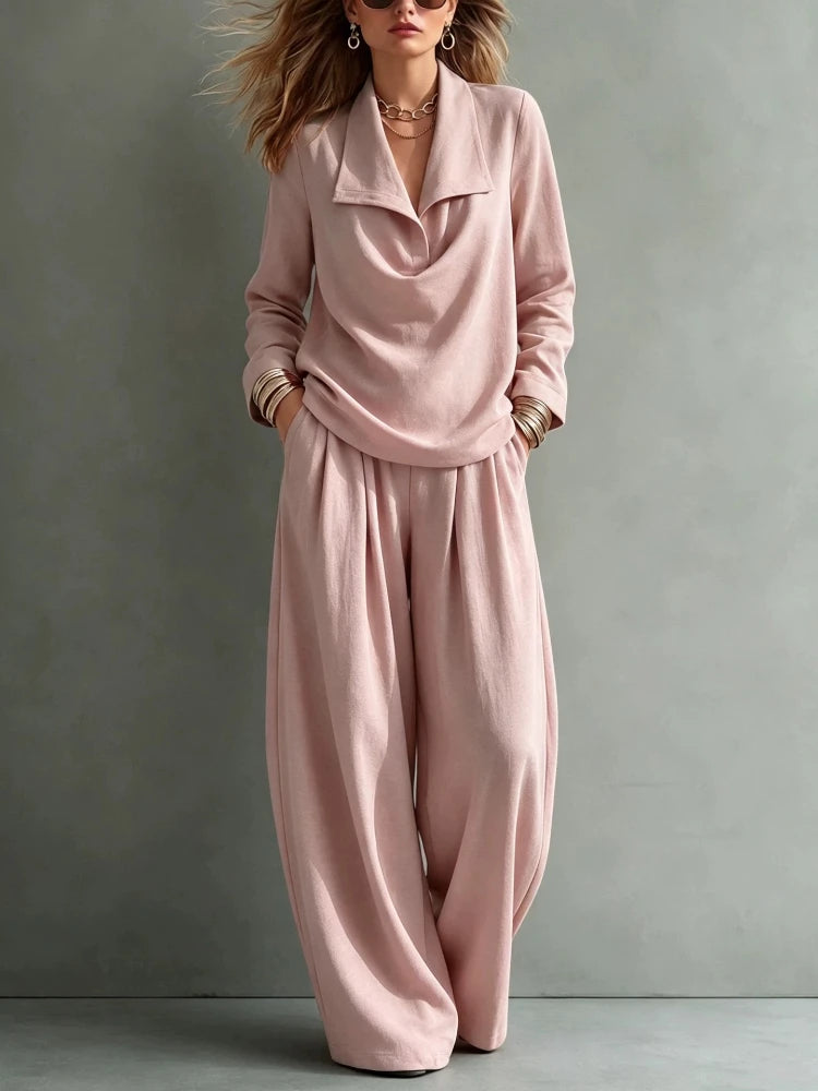 Women's Solid Autumn Pants Set | Casual Loose Two-Piece Outfit