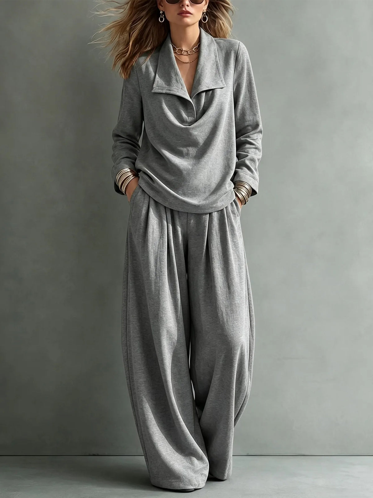 Women's Solid Autumn Pants Set | Casual Loose Two-Piece Outfit