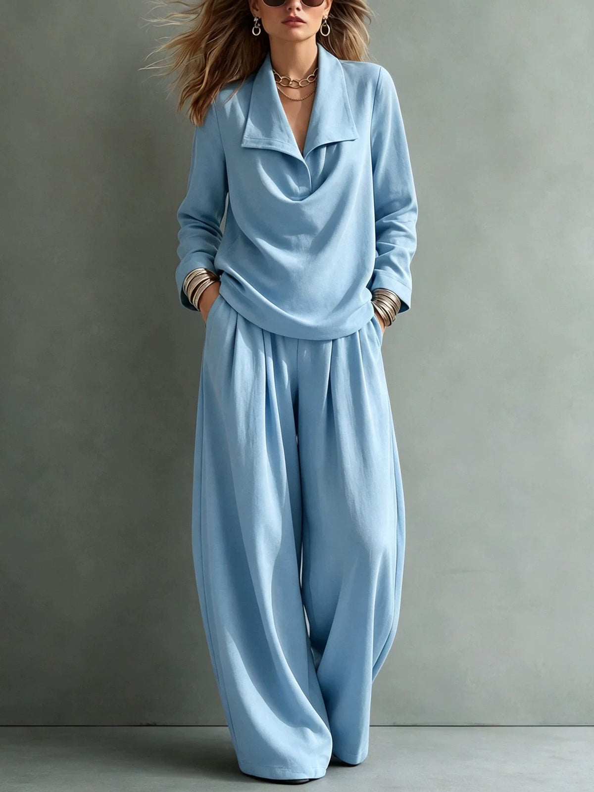 Women's Solid Autumn Pants Set | Casual Loose Two-Piece Outfit