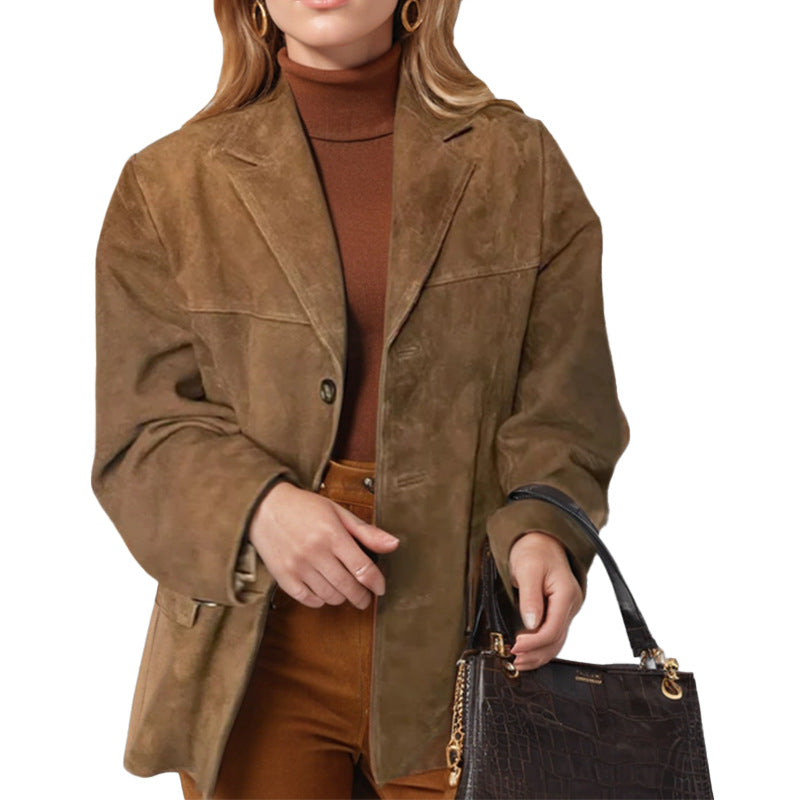 Women's Solid Autumn Suit Jacket | Elegant Retro Loose Blazer
