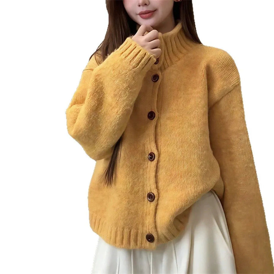 Women's Solid Knit Autumn Cardigan | Cozy Relaxed Sweater