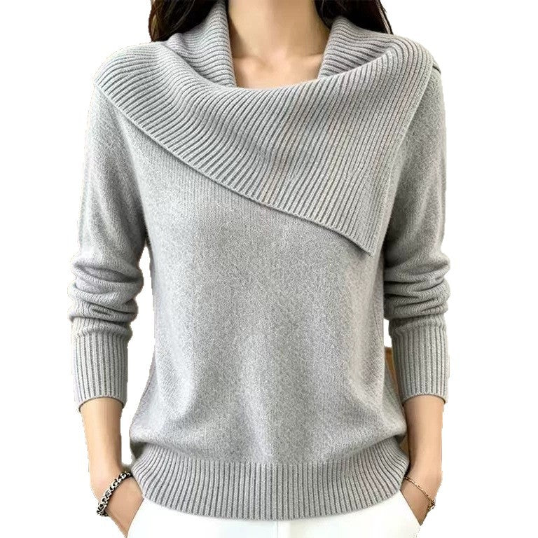 Women's Solid Knit Winter Sweater | Casual Long-Sleeve Pullover Top