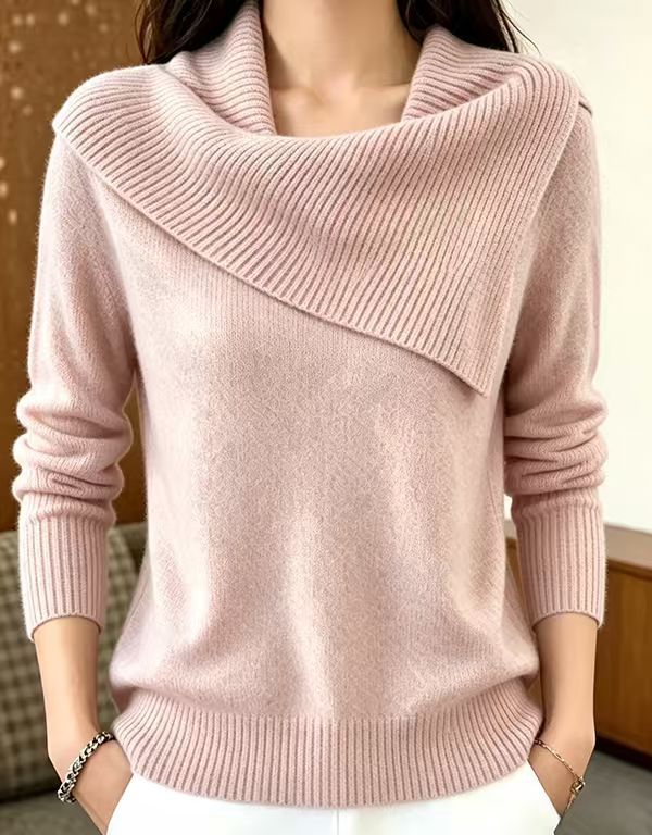 Women's Solid Knit Winter Sweater | Casual Long-Sleeve Pullover Top