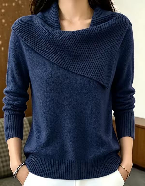 Women's Solid Knit Winter Sweater | Casual Long-Sleeve Pullover Top
