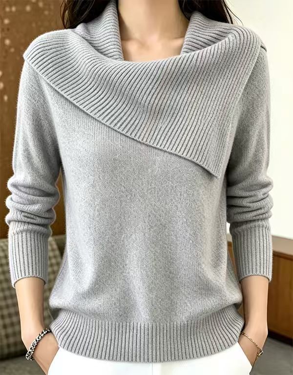 Women's Solid Knit Winter Sweater | Casual Long-Sleeve Pullover Top