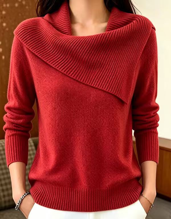 Women's Solid Knit Winter Sweater | Casual Long-Sleeve Pullover Top