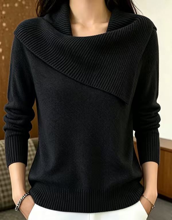 Women's Solid Knit Winter Sweater | Casual Long-Sleeve Pullover Top