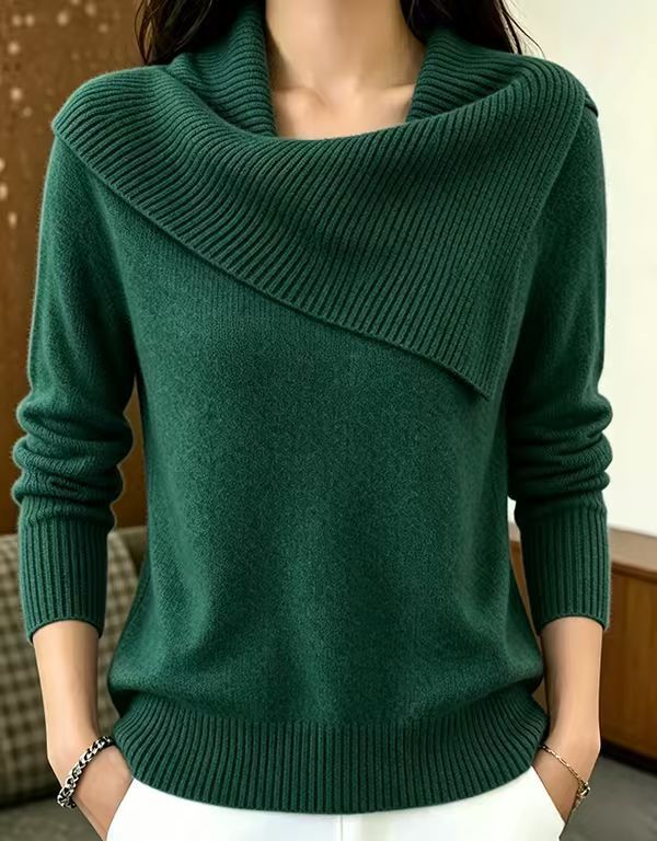 Women's Solid Knit Winter Sweater | Casual Long-Sleeve Pullover Top