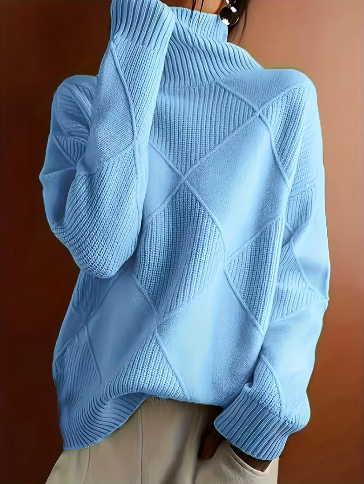 Women's Solid Knitted Winter Sweater | Warm Casual Turtleneck Pullover
