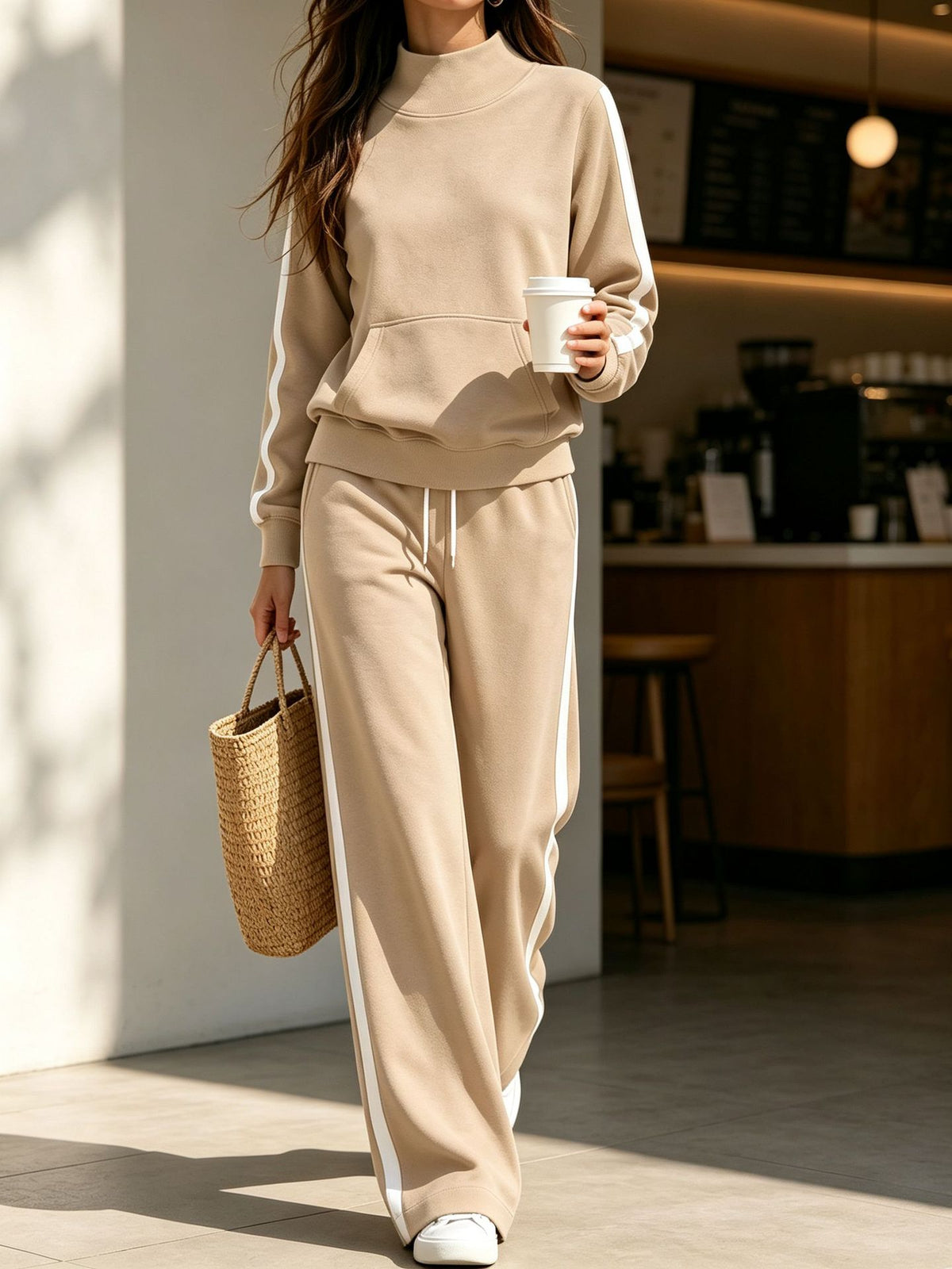 Women's Striped Casual Autumn Sweatsuit | Loose Sporty Two-Piece Set