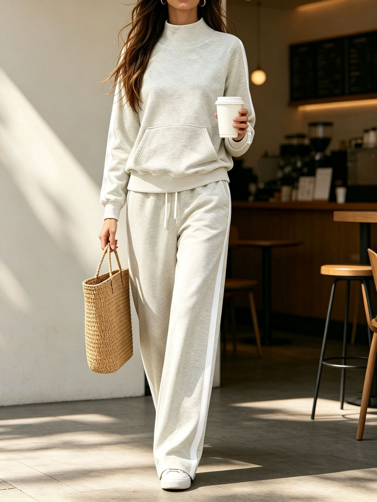 Women's Striped Casual Autumn Sweatsuit | Loose Sporty Two-Piece Set