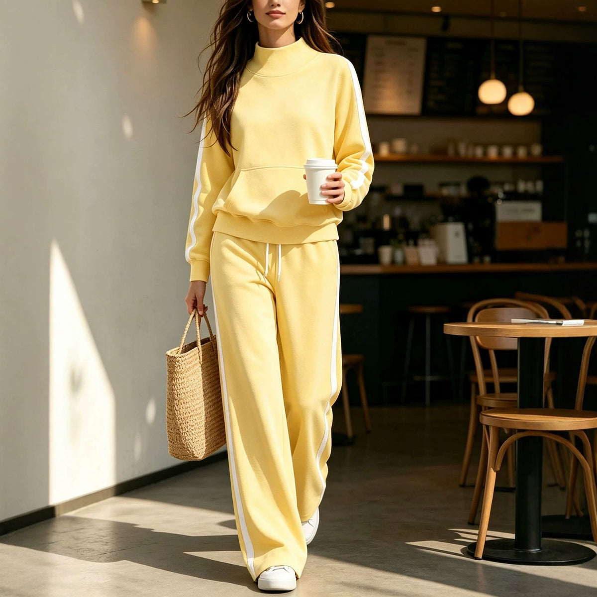 Women's Striped Casual Autumn Sweatsuit | Loose Sporty Two-Piece Set