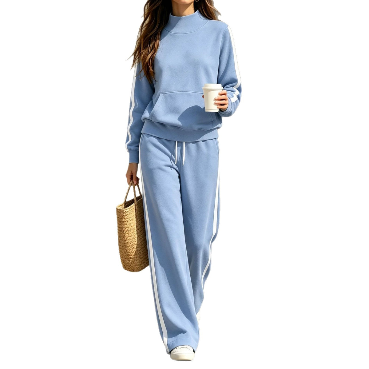 Women's Striped Casual Autumn Sweatsuit | Loose Sporty Two-Piece Set