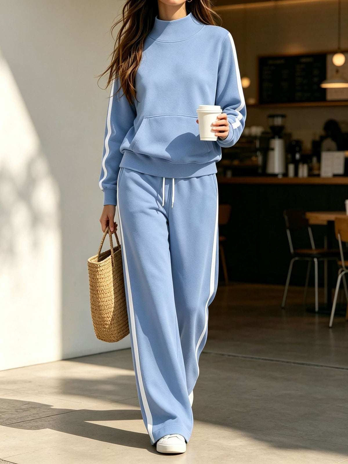 Women's Striped Casual Autumn Sweatsuit | Loose Sporty Two-Piece Set