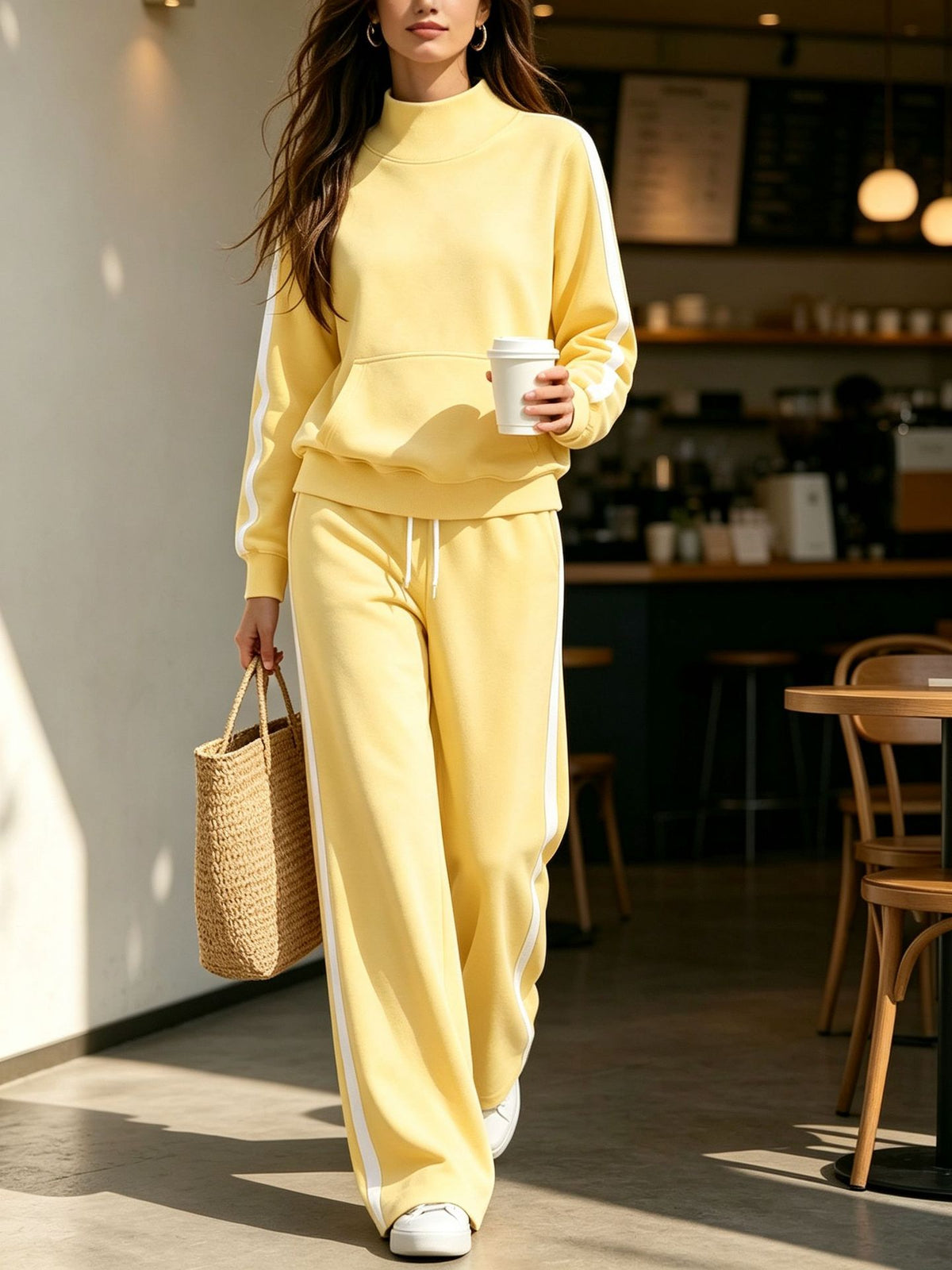 Women's Striped Casual Autumn Sweatsuit | Loose Sporty Two-Piece Set
