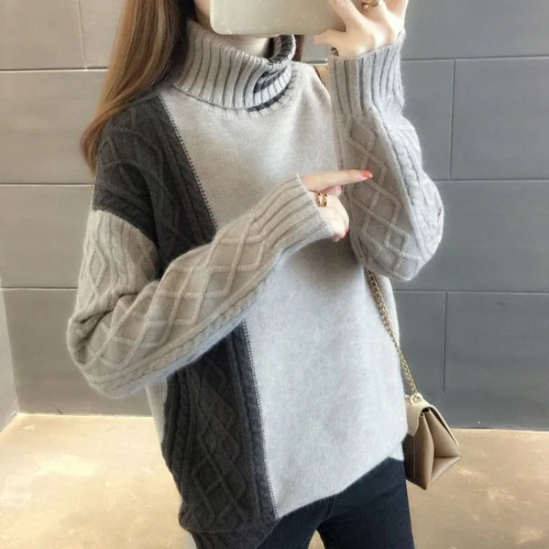 Women's Wool Blend Cable-Knit Turtleneck Winter Sweater | Warm Stylish Pullover